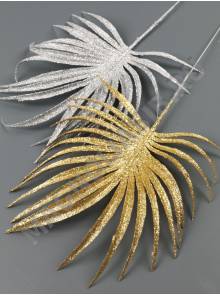 МоскваЛист пальмы малый круглый с мерцающим напылением 17/33 см (зол)