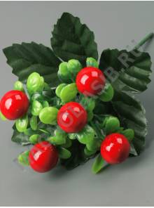 Букет ягодок 5 штук на листе 18 см.