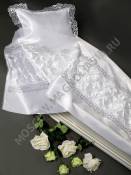 Комплект из атласа со вставкой с рисунком ромб и кружевом (2 предмета)70см*200 см