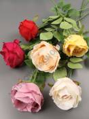 Ветка розы"Кремовая" 65см (мол-роз крас свек карам жел сир)