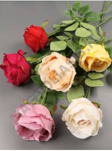 Ветка розы"Кремовая" 65см (мол-роз крас свек карам жел сир)