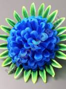 Хризантема на листе неткан. 5 сл 10/14см (бел крас син роз сир жёл перс)