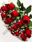 Букет бутонов роз бархатных с гипсофилой 18 групп 50см