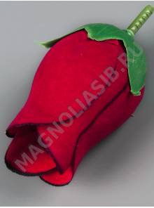 Бутон тонированный бархат 2сл 6см (красный с черным кантом)/К