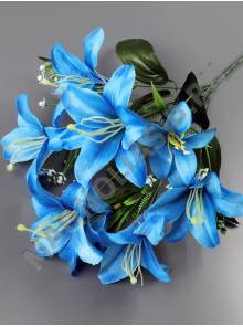 Букет лилий 6гр 38см (бел крас син желт сир мал) 