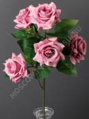 Ветка мелких роз 5+1 бутон 50см (бел крас желт-крем п-роз сир)