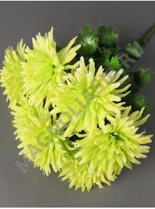 Букет хризантем с пласт листьями 7гр 48см (бел крас син сир фио борд лайм)