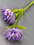 Веточка хризантем 2 цветочка пластм. 9см (бел жёл сир роз)