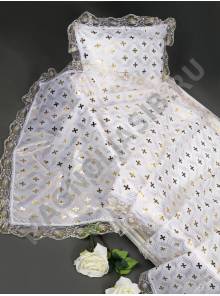 Комплект из шёлка с золотым рисунком (2 предмета). 80 см*210 см