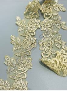 Шитье с золотой нитью Роза с листьями 9 см уп.15 ярд (цена 1 ярд 43.3 р)