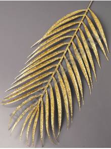 Лист пальмы с блестящим напылением 33/50 см (граф б-зел зол)