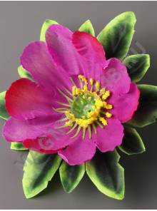 ***Незабудка на листе 1сл 15 см (бел крас син желт роз сир)