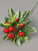 Веточка с ягодками на листе 35см (красный)