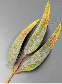 ***Лист эвкалипта для декора хлопок 3 листа 22см (зел оранж черн)