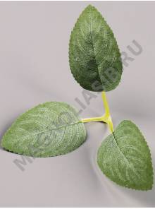 Лист розы тройной патинированный 18см