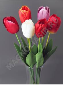 РАСПРОДАЖА  Тюльпан с латексным листом 58см (микс)