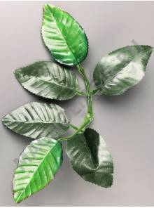 Лист розы шёлк 6 листьев 25см  (средн отверстие на толстый стебель)
