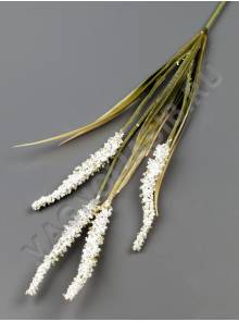 Ветка с колосками посыпанными Осень 44см (бел жёл красн-оран гол сир роз)