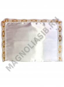 Наволочка траурная из атласа с золотым кружевом 50*35см 