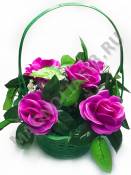 Корзина-клумба с розами выс. 33см шир. 25см