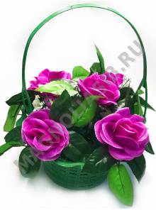  Корзина-клумба с розами выс. 33см шир. 25см