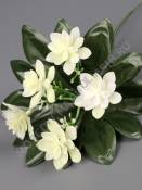 Букет пласт. хризантем 5цв. на подразетнике 20см микс (бел-лим жел оран фиол сир роз крас)