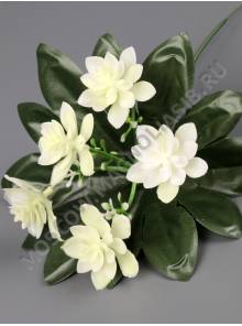 Букет пласт. хризантем 5цв. на подразетнике 20см микс (бел-лим жел оран фиол сир роз крас)