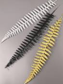 Лист папоротника узкого пластм. мерцающего 39/52см (зол сер черн) 