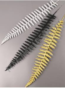 Лист папоротника узкого пластм. мерцающего 39/52см (зол сер черн) 