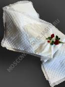 Комплект из шелковой термостежки с декором из парчи  (2 предмета) 80*220 см и 45*50см