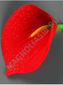 Москва***Антуриум бархатный с блеском 1сл 10см без пестика (крас с красн) (пестик см 2212)