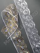 Кружево Полька с золотым или серебрянным рисунком 6,4 см