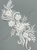 Декоративный элемент с бисером "Хризантема снежная" 39*18см