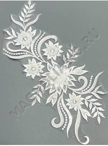 Декоративный элемент с бисером "Хризантема снежная" 39*18см