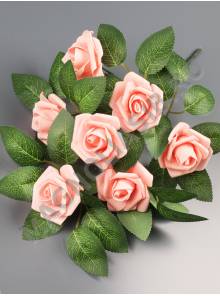 ***Букет  розы латексной малой 7 групп 32 см.(св-сир)