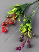 Веточка с пластм. ягодками  28см (борд фиол)
