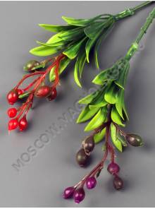 Веточка с пластм. ягодками  28см (борд фиол)