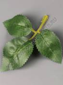 Лист розы хлопок боковой с прожилками 3 листа 10.5см (зел. осень)