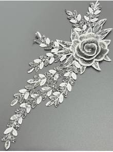 Декоративный элемент с серебряной нитью "Роза объемная" 27*12см