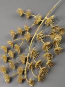 Ветка елочек пластм с мерцающим напылением 20/33см (зол сер салат)