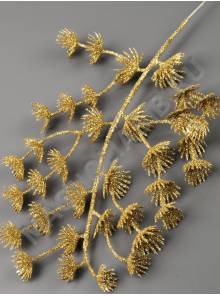 Ветка елочек пластм с мерцающим напылением 20/33см (зол сер салат)