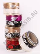 Лента лаковая с рисунком Листья 8см*50ярд ( 45.72м)