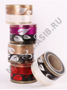 Лента лаковая с рисунком Листья 8см*50ярд ( 45.72м)