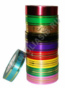 Лента металлизированная и с золотыми полосками 3см*50ярд (45.72м)