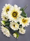 Букет подсолнухов натуральных белых 9гр 47см