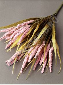 Букет колосков флорист с пластиковой травой 7гр 34см (бел корал гол роз жёл)