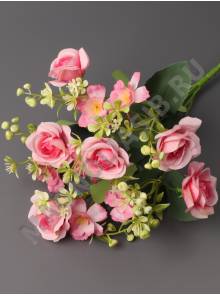 Букет розочек с нарциссами 6гр 33см (бел крас роз мал фиол перс)