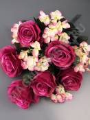 Букет роз с гортензиями 11гр 52см (бел крас б-роз роз слив сир лайм перс)