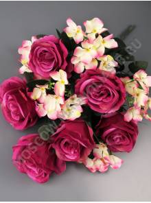 Букет роз с гортензиями 11гр 52см (бел крас б-роз роз слив сир лайм перс)