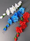 Ветка мальвы 5цв + 2 бутона 53см (бел син крас)